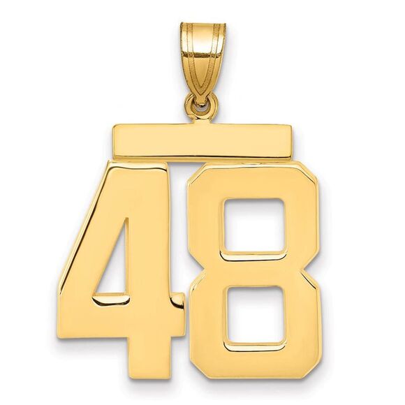 14k Yellow Gold Athletic Collection Large Polished Number 48 Pendant
